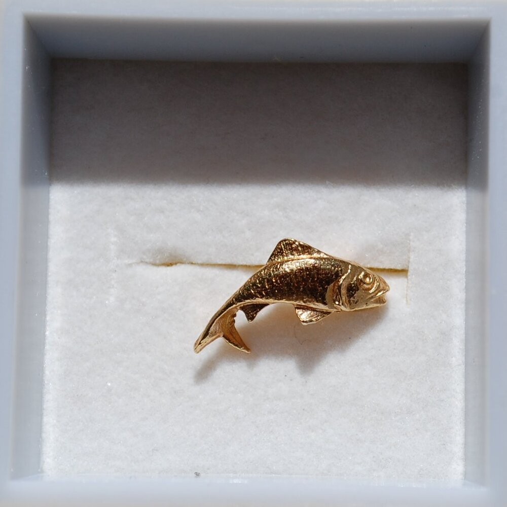 Vintage Anson GoldToned Small Fish Trout Salmon Angler Tie Tack Pin